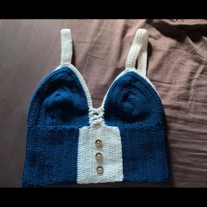 Teal and white tank top